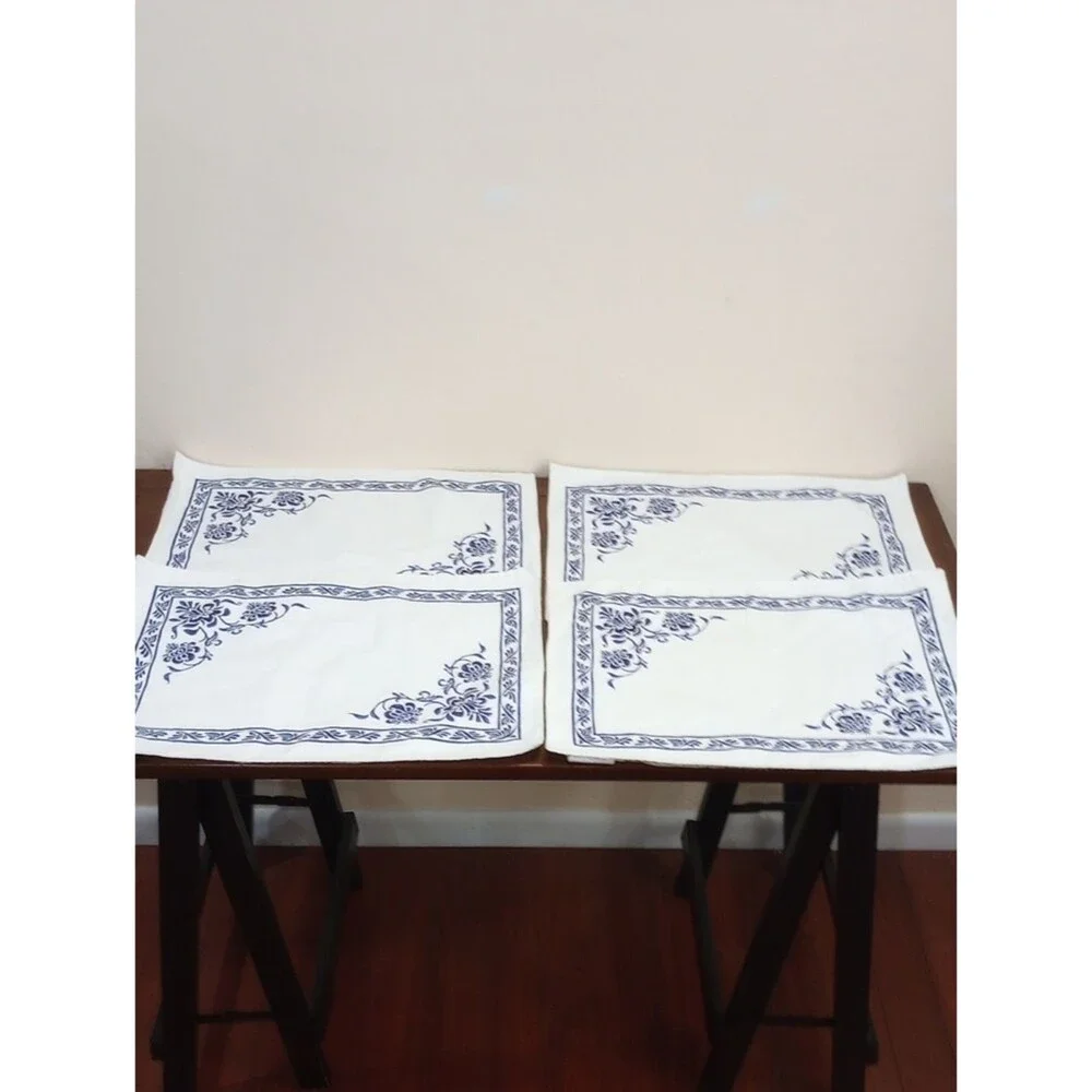 Williams Sonoma Blue & White French Provincial 100% Cotton Placemats - Set Of 4
